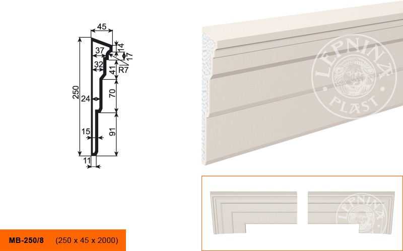 Молдинг фасадный Lepninaplast МВ-250/8