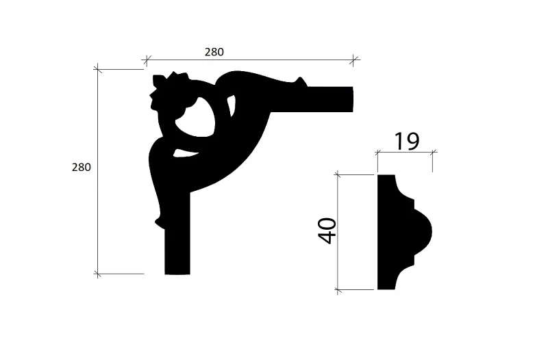 C3-DD002 Декоративный уголок гладкий (280*280*19мм) ДекорДизайн