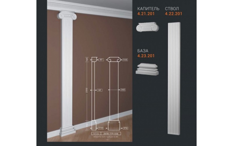 Комплект пилястры Европласт 4.21.201+4.22.201+4.23.201