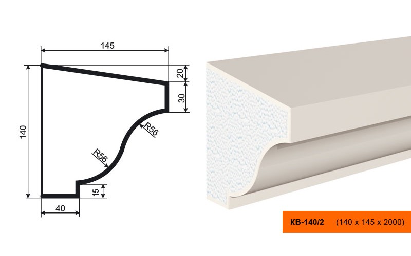 Карниз Lepninaplast КВ-140/2