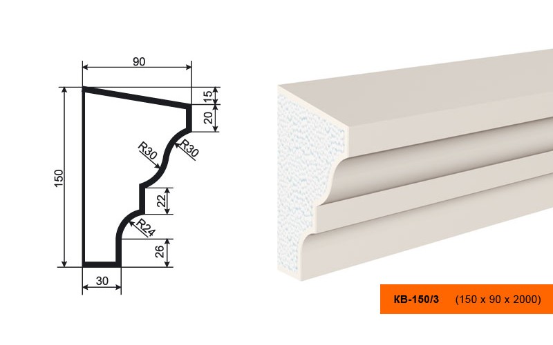 Карниз Lepninaplast КВ-150/3