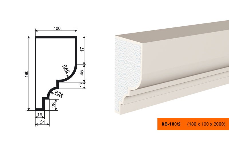 Карниз Lepninaplast КВ-180/2