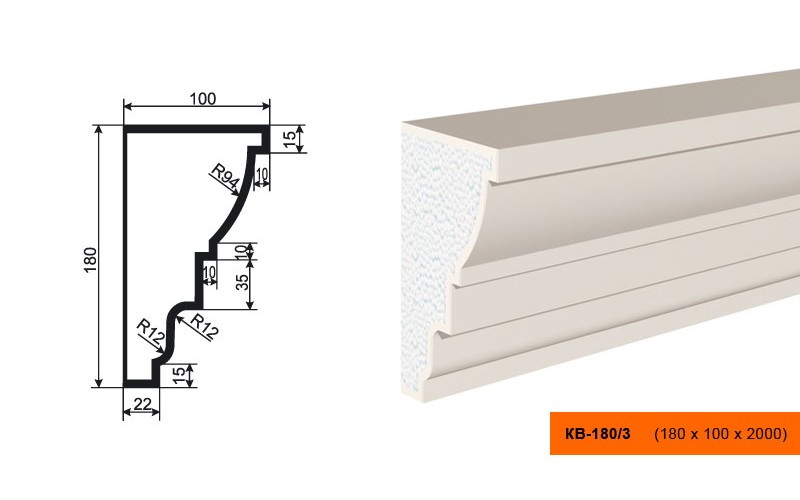Карниз Lepninaplast КВ-180/3