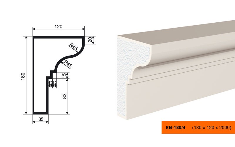 Карниз Lepninaplast КВ180/4