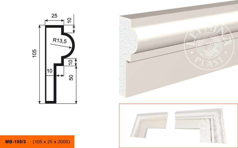 Молдинг фасадный Lepninaplast МВ-105/3