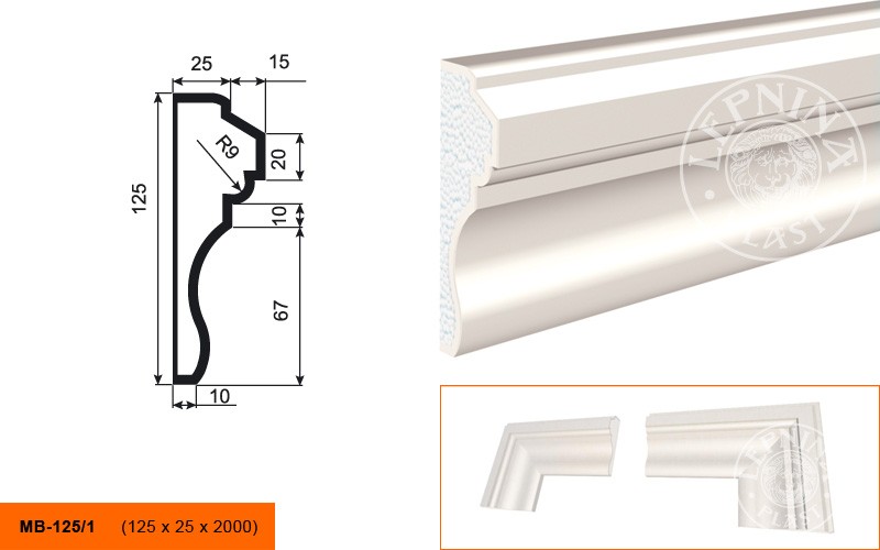 Молдинг фасадный Lepninaplast МВ-125/1