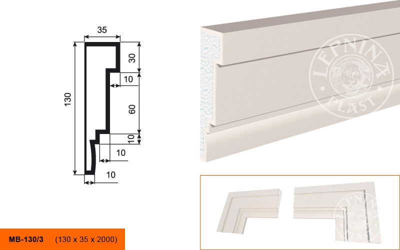 Молдинг фасадный Lepninaplast МВ-130/3