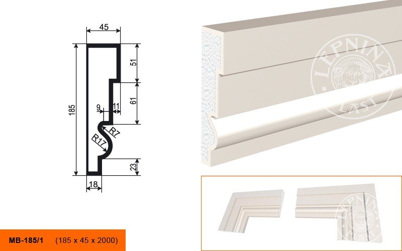 Молдинг фасадный Lepninaplast МВ-185/1
