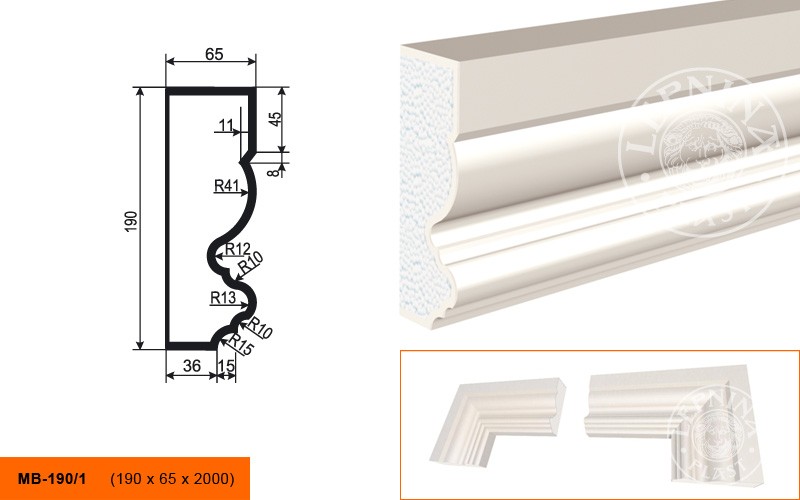 Молдинг фасадный Lepninaplast МВ-190/1