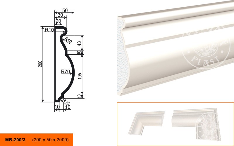 Молдинг фасадный Lepninaplast МВ-200/3
