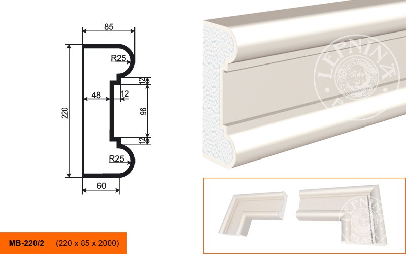 Молдинг фасадный Lepninaplast МВ-220/2