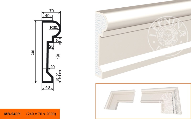 Молдинг фасадный Lepninaplast МВ-240/1