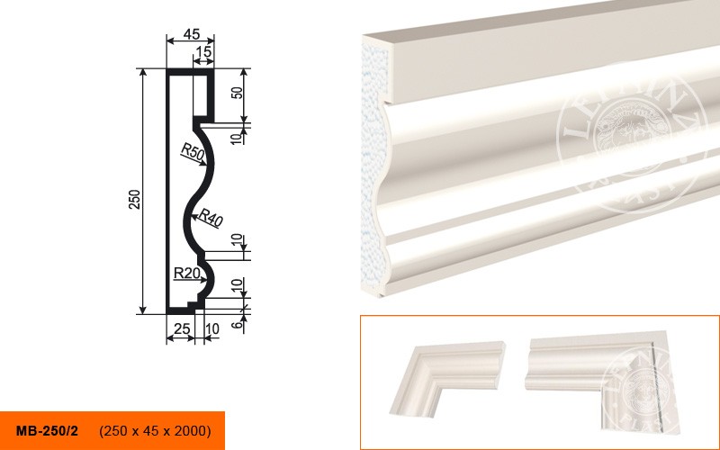 Молдинг фасадный Lepninaplast МВ-250/2