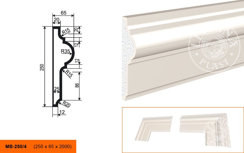 Молдинг фасадный Lepninaplast МВ-250/4