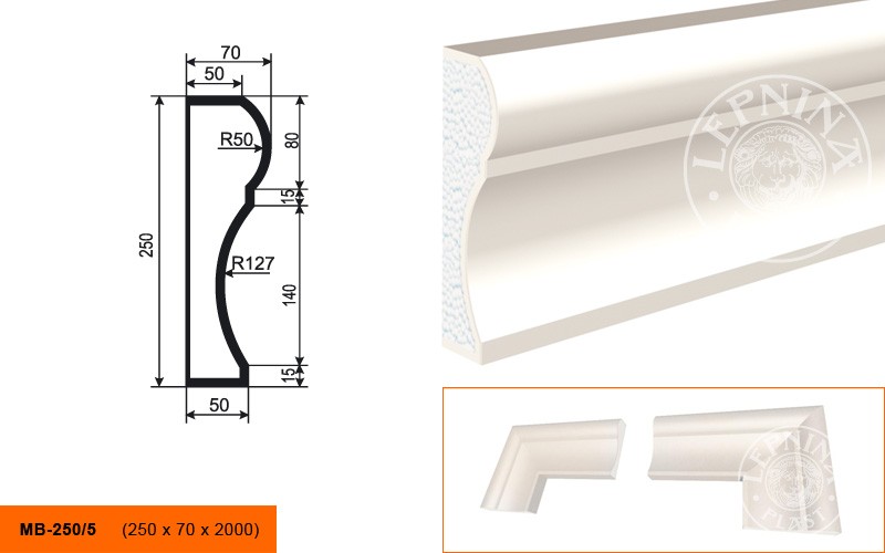 Молдинг фасадный Lepninaplast МВ-250/5