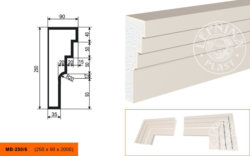 Молдинг фасадный Lepninaplast МВ-250/6
