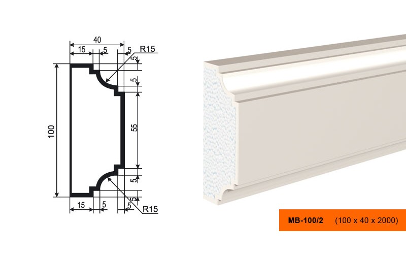Молдинг фасадный Lepninaplast МВ-100/2