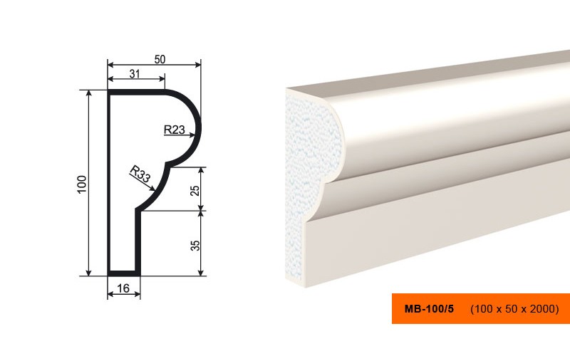 Молдинг фасадный Lepninaplast МВ-100/5