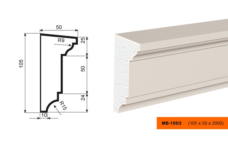 Молдинг фасадный Lepninaplast МВ-105/2