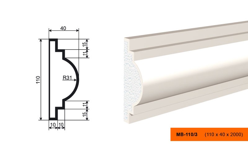 Молдинг фасадный Lepninaplast МВ-110/3
