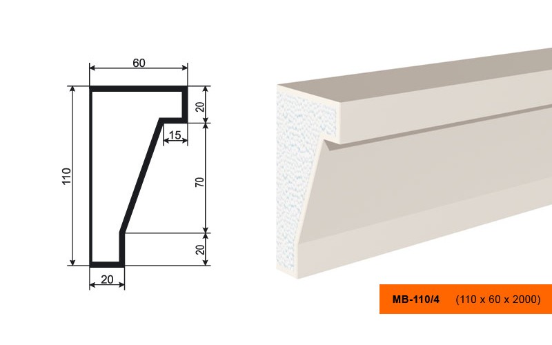 Молдинг фасадный Lepninaplast МВ-110/4