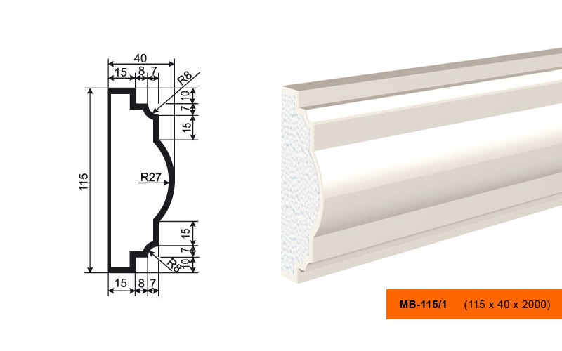 Молдинг фасадный Lepninaplast МВ-115/1