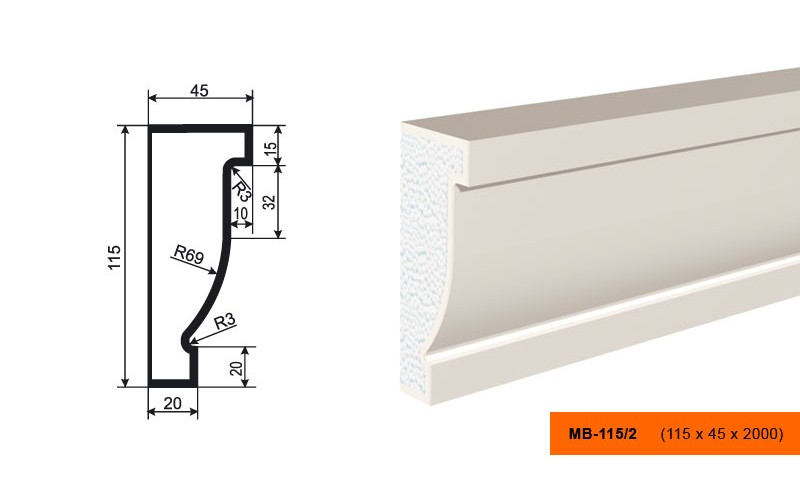 Молдинг фасадный Lepninaplast МВ-115/2