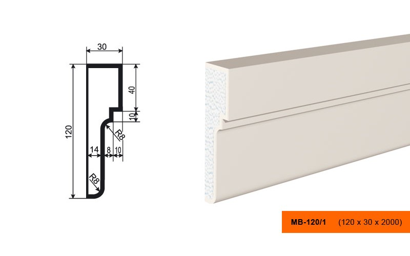 Молдинг фасадный Lepninaplast МВ-120/1
