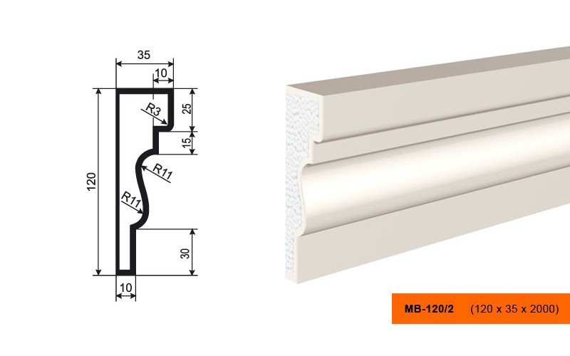 Молдинг фасадный Lepninaplast МВ-120/2