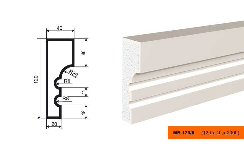 Молдинг фасадный Lepninaplast МВ-120/5