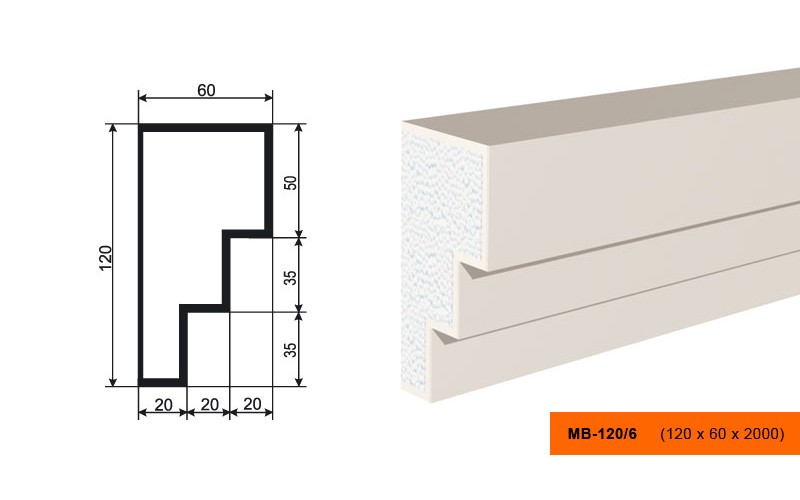 Молдинг фасадный Lepninaplast МВ-120/6