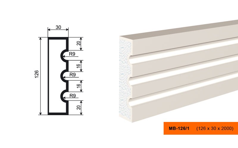 Молдинг фасадный Lepninaplast МВ-126/1
