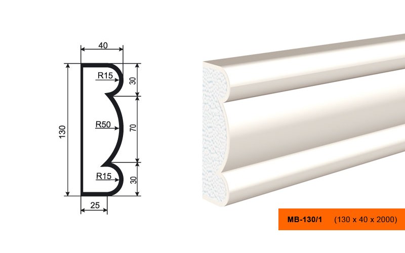Молдинг фасадный Lepninaplast МВ-130/1