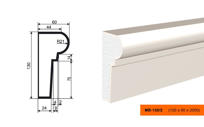 Молдинг фасадный Lepninaplast МВ-130/2