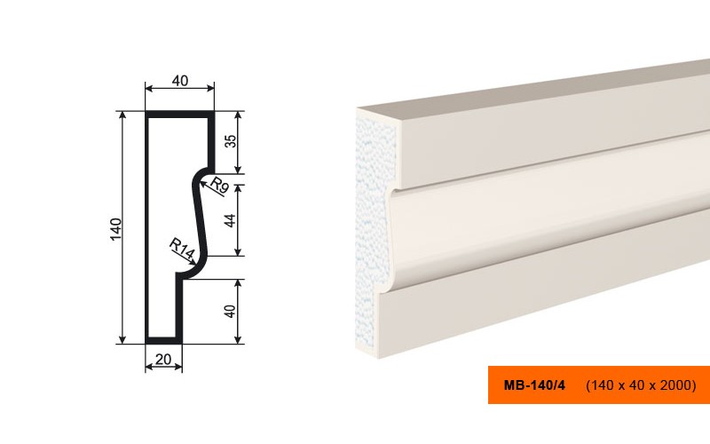 Молдинг фасадный Lepninaplast МВ-140/4