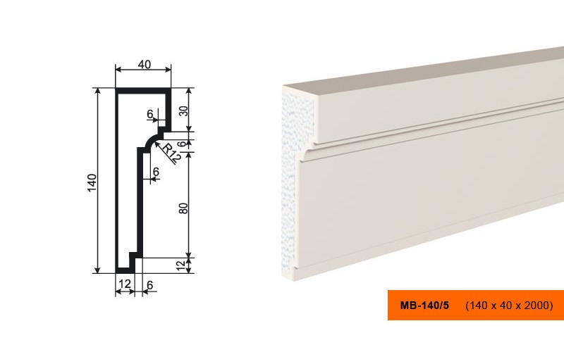 Молдинг фасадный Lepninaplast МВ-140/5