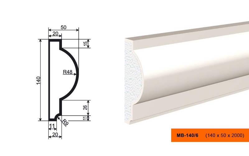 Молдинг фасадный Lepninaplast МВ-140/6