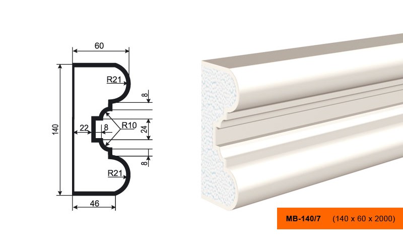 Молдинг фасадный Lepninaplast МВ-140/7