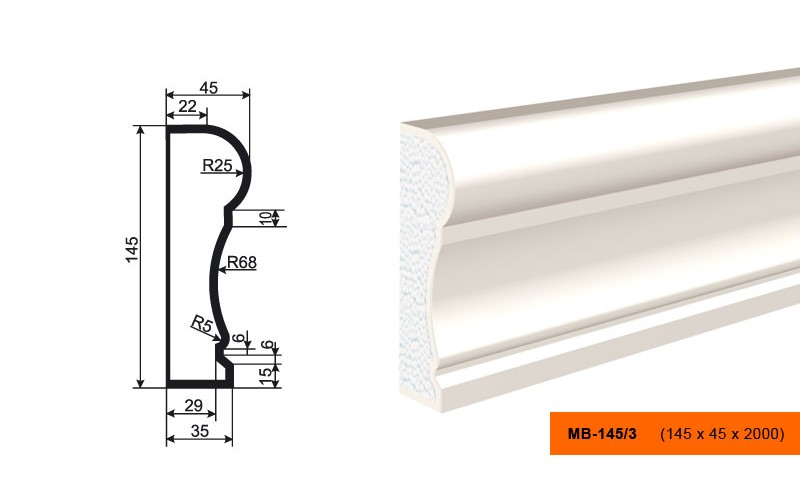 Молдинг фасадный Lepninaplast МВ-145/3