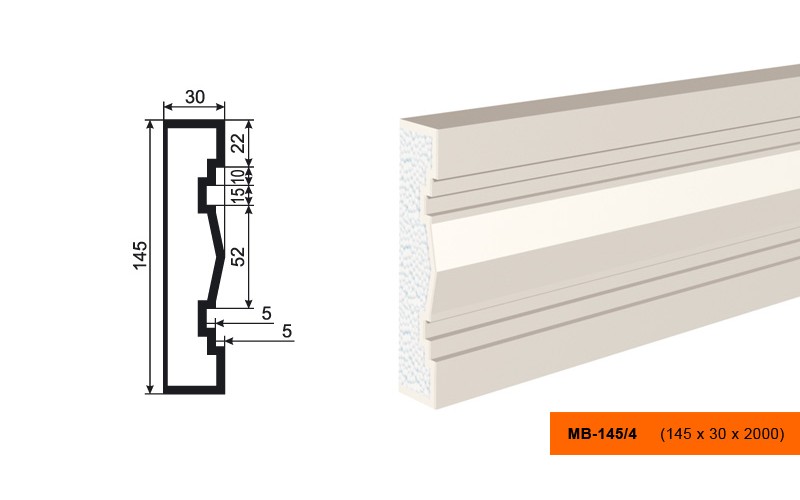 Молдинг фасадный Lepninaplast МВ-145/4