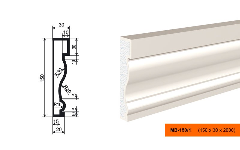Молдинг фасадный Lepninaplast МВ-150/1