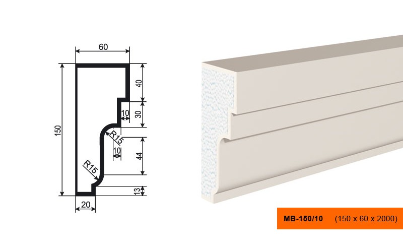 Молдинг фасадный Lepninaplast МВ-150/10