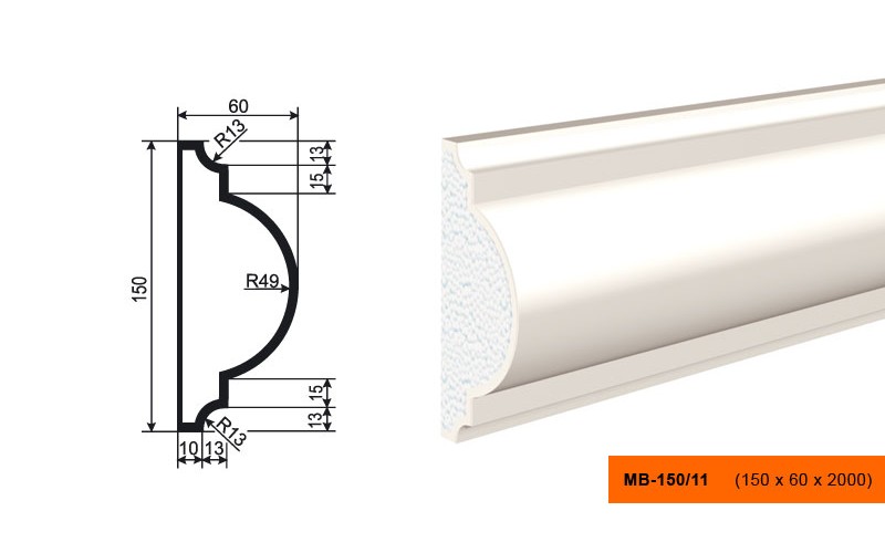 Молдинг фасадный Lepninaplast МВ-150/11