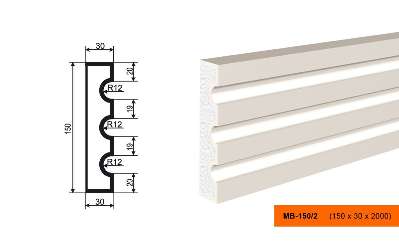 Молдинг фасадный Lepninaplast МВ-150/2