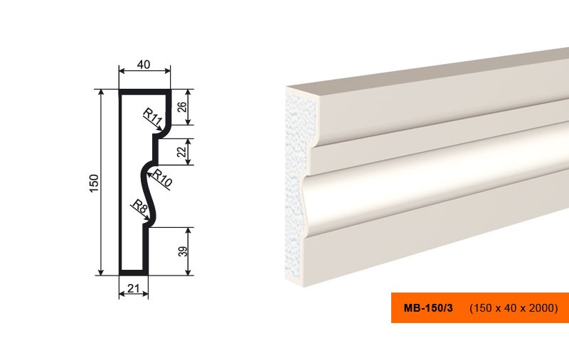 Молдинг фасадный Lepninaplast МВ-150/3