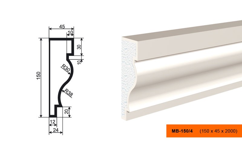 Молдинг фасадный Lepninaplast МВ-150/4