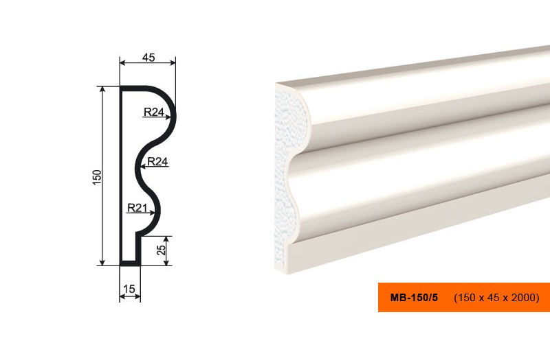 Молдинг фасадный Lepninaplast МВ-150/5
