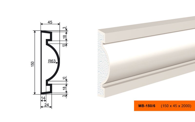 Молдинг фасадный Lepninaplast МВ-150/6