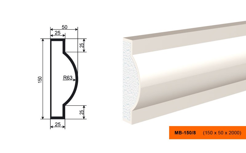 Молдинг фасадный Lepninaplast МВ-150/8