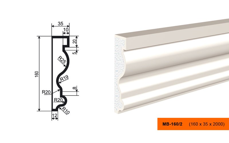 Молдинг фасадный Lepninaplast МВ-160/2